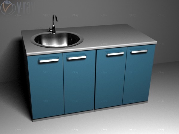 3d modern kitchen counter sink model - Modern Kitchen Counter With Sink by lip1996